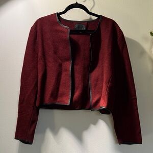 Cropped Maroon Wool Blazer